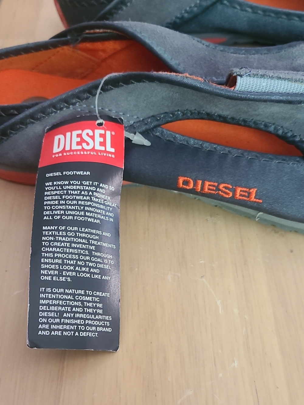 Diesel Gray and Orange Slip-On Suede Sneakers - Picture 3 of 6
